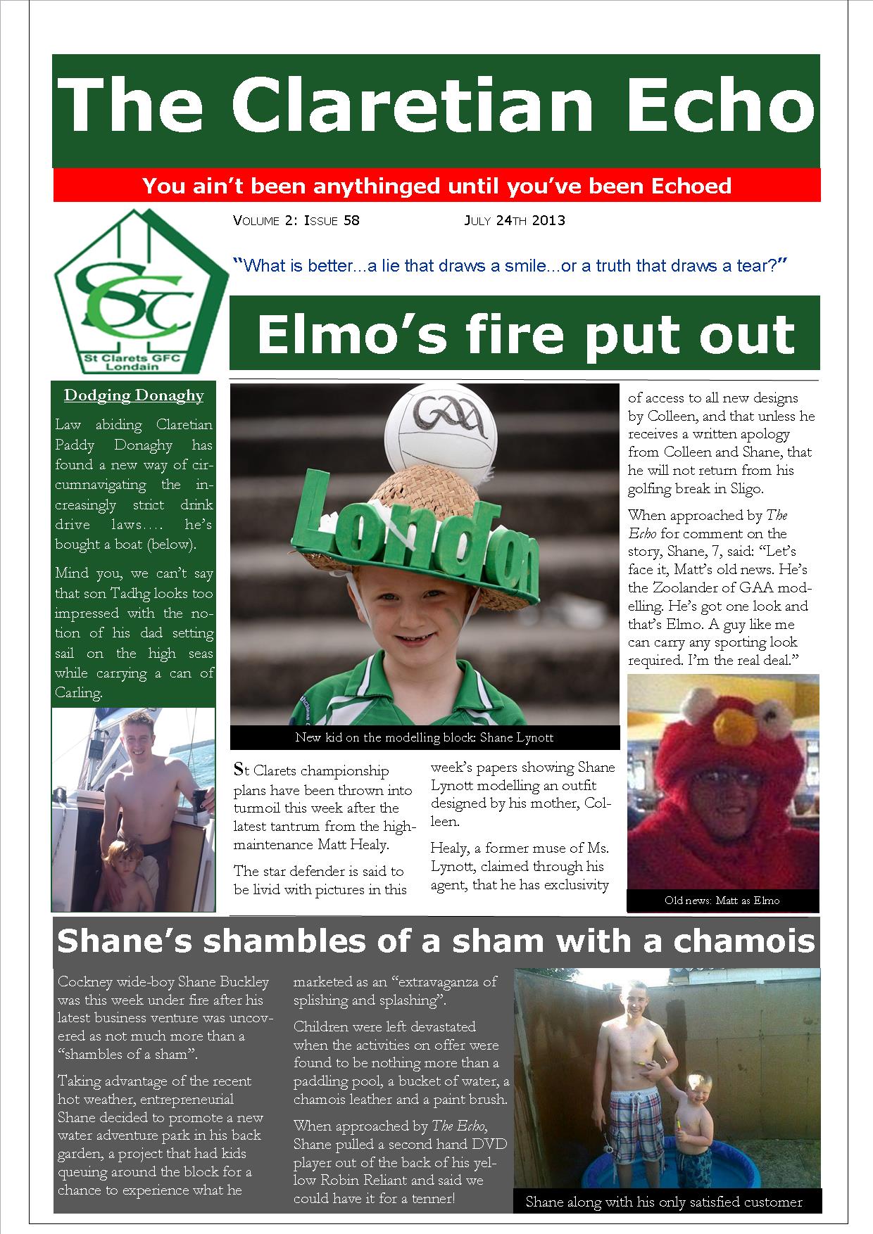 Claretian Echo Issue 58. The weekly newsletter from St Clarets GFC in London. Londonâ€™s best GAA club. A Gaelic football club to be proud of.