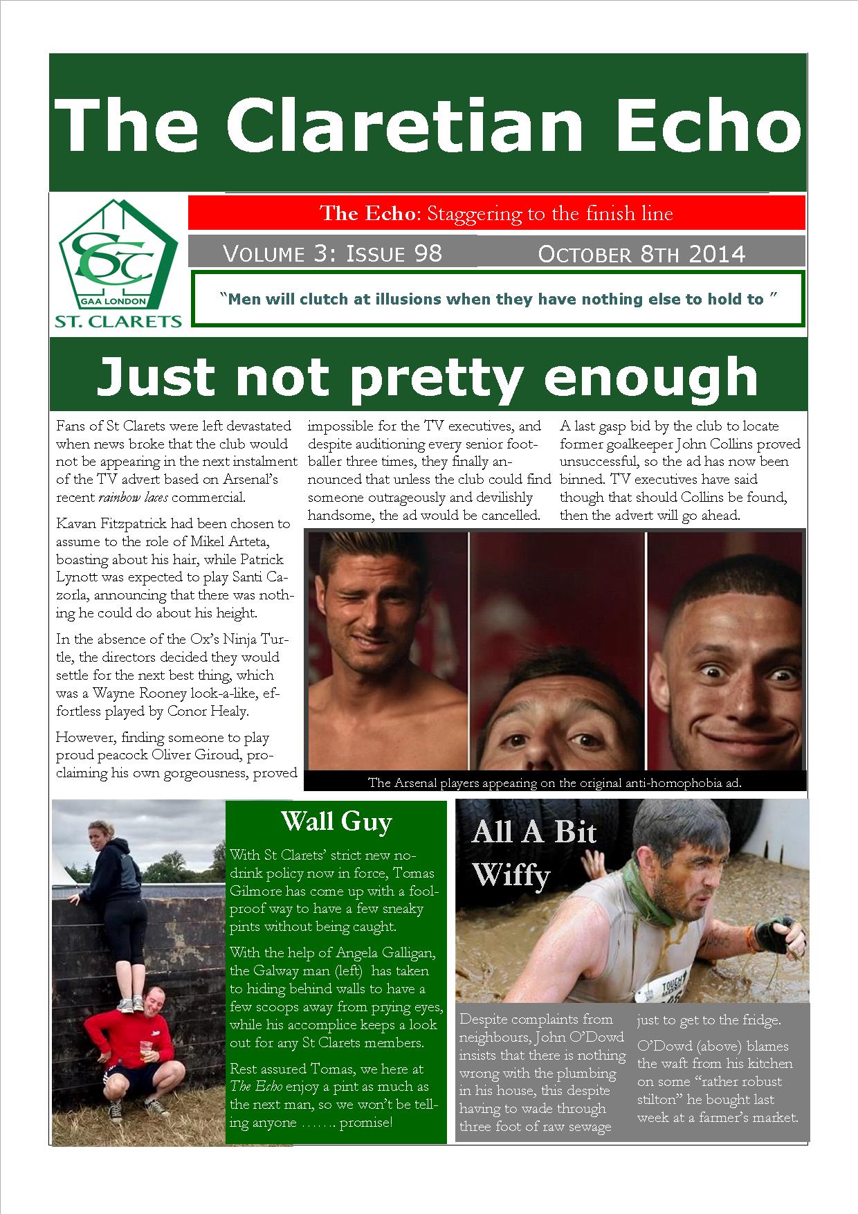 Claretian Echo Issue 98. The weekly newsletter from St Clarets GFC in London. Londonâ€™s best GAA club. A Gaelic football club to be proud of.